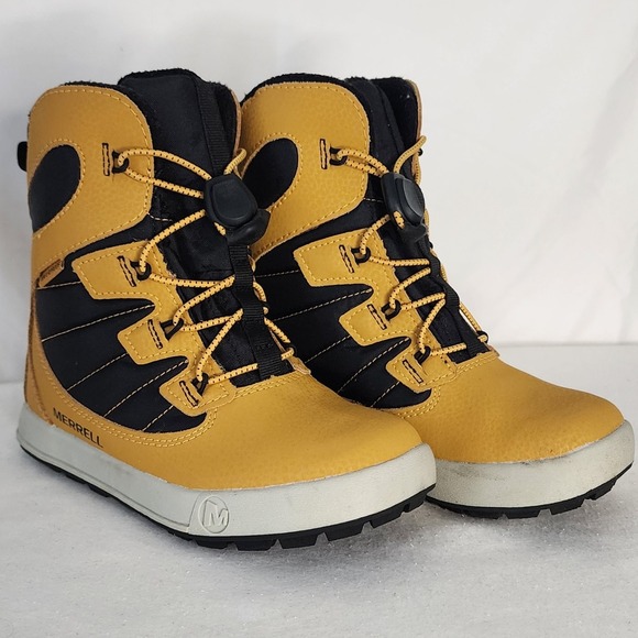 Merrell Waterproof Winter Boots Kids US 13.0M Yellow Black Laces - Picture 1 of 6